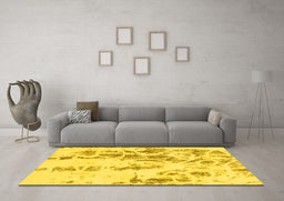 Machine Washable Abstract Yellow Modern Rug in a Living Room, wshabs1144yw