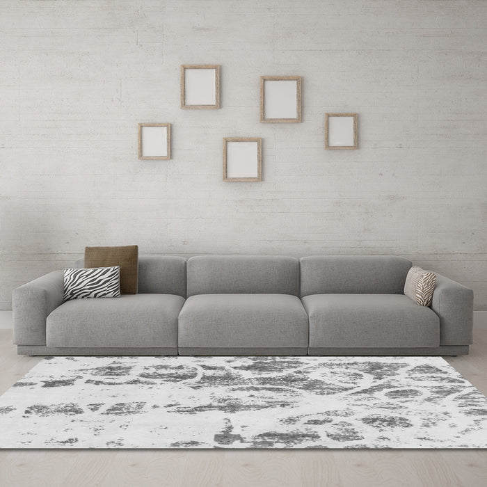 Machine Washable Abstract Gray Modern Rug in a Living Room,, wshabs1144gry