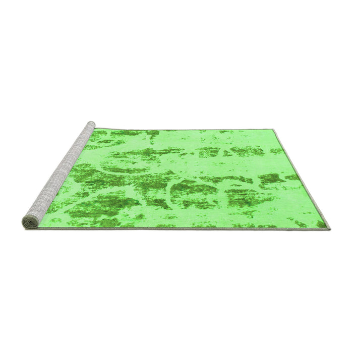 Sideview of Machine Washable Abstract Green Modern Area Rugs, wshabs1144grn