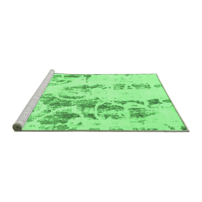 Sideview of Machine Washable Abstract Emerald Green Modern Area Rugs, wshabs1144emgrn