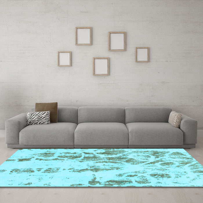 Machine Washable Abstract Light Blue Modern Rug in a Living Room, wshabs1144lblu