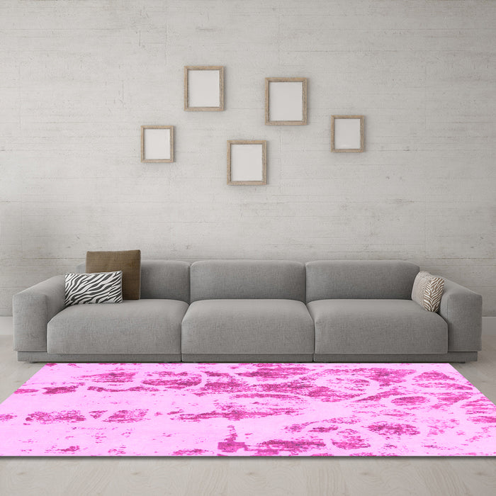 Machine Washable Abstract Pink Modern Rug in a Living Room, wshabs1144pnk
