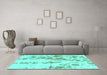 Machine Washable Abstract Turquoise Modern Area Rugs in a Living Room,, wshabs1144turq