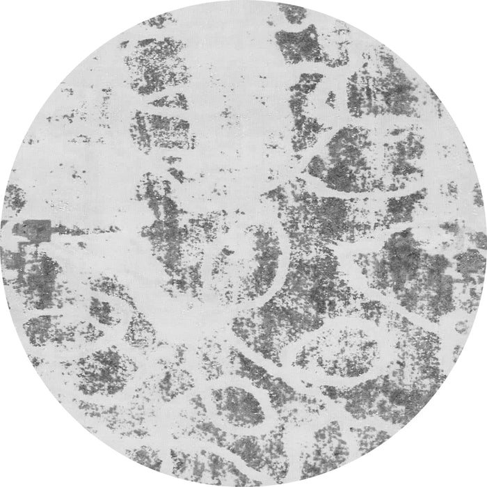 Round Machine Washable Abstract Gray Modern Rug, wshabs1144gry
