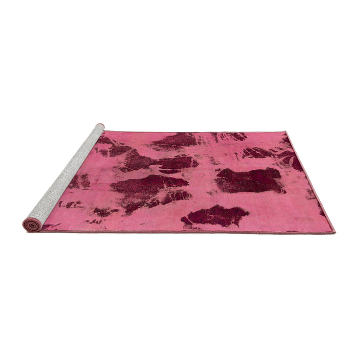 Sideview of Machine Washable Abstract Violet Red Pink Rug, wshabs1145