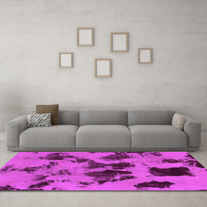 Machine Washable Abstract Purple Modern Area Rugs in a Living Room, wshabs1145pur