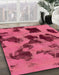 Machine Washable Abstract Violet Red Pink Rug in a Family Room, wshabs1145