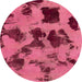 Round Machine Washable Abstract Violet Red Pink Rug, wshabs1145