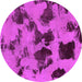Round Machine Washable Abstract Purple Modern Area Rugs, wshabs1145pur
