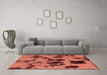 Machine Washable Abstract Brown Modern Rug in a Living Room,, wshabs1145brn