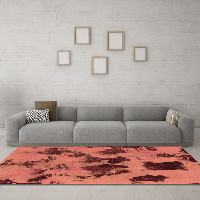 Machine Washable Abstract Brown Modern Rug in a Living Room,, wshabs1145brn