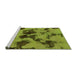 Sideview of Machine Washable Abstract Green Modern Area Rugs, wshabs1145grn