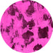 Round Machine Washable Abstract Pink Modern Rug, wshabs1145pnk