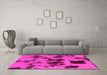 Machine Washable Abstract Pink Modern Rug in a Living Room, wshabs1145pnk