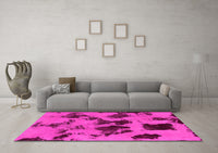 Machine Washable Abstract Pink Modern Rug, wshabs1145pnk