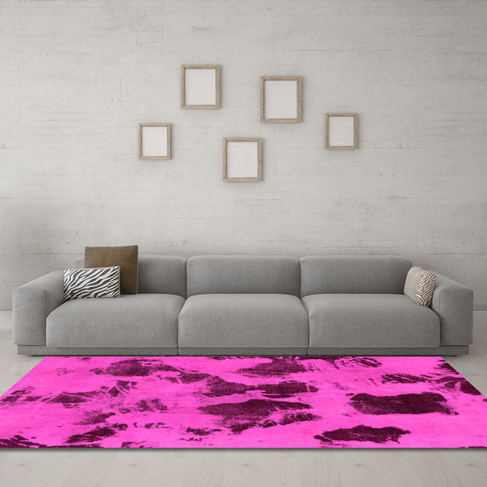 Machine Washable Abstract Pink Modern Rug in a Living Room, wshabs1145pnk