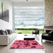 Square Machine Washable Abstract Violet Red Pink Rug in a Living Room, wshabs1145