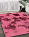 Round Abstract Violet Red Pink Modern Rug in a Office, abs1145