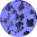 Round Machine Washable Abstract Blue Modern Rug, wshabs1145blu