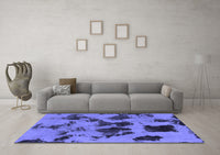 Machine Washable Abstract Blue Modern Rug, wshabs1145blu