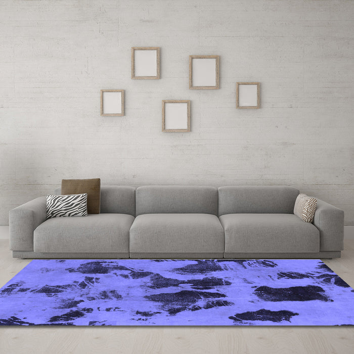 Machine Washable Abstract Blue Modern Rug in a Living Room, wshabs1145blu