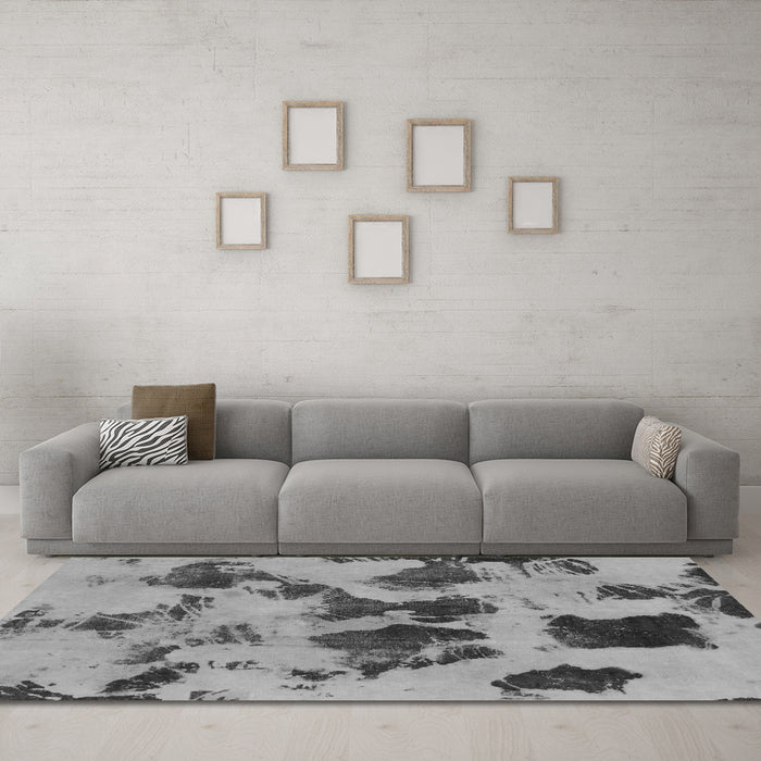 Machine Washable Abstract Gray Modern Rug in a Living Room,, wshabs1145gry