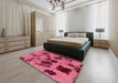 Square Abstract Violet Red Pink Modern Rug in a Living Room, abs1145