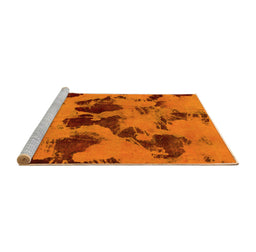 Sideview of Machine Washable Abstract Yellow Modern Rug, wshabs1145yw
