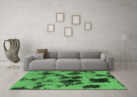 Machine Washable Abstract Emerald Green Modern Rug, wshabs1145emgrn