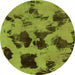 Round Abstract Green Modern Rug, abs1145grn