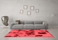 Machine Washable Abstract Red Modern Rug, wshabs1145red