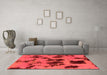 Machine Washable Abstract Orange Modern Area Rugs in a Living Room, wshabs1145org