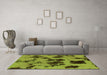 Machine Washable Abstract Green Modern Area Rugs in a Living Room,, wshabs1145grn