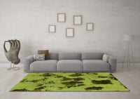 Machine Washable Abstract Green Modern Rug, wshabs1145grn