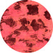 Round Machine Washable Abstract Orange Modern Area Rugs, wshabs1145org