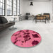 Round Machine Washable Abstract Violet Red Pink Rug in a Office, wshabs1145