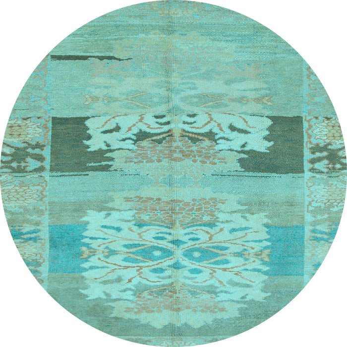 Round Abstract Light Blue Modern Rug, abs1146lblu
