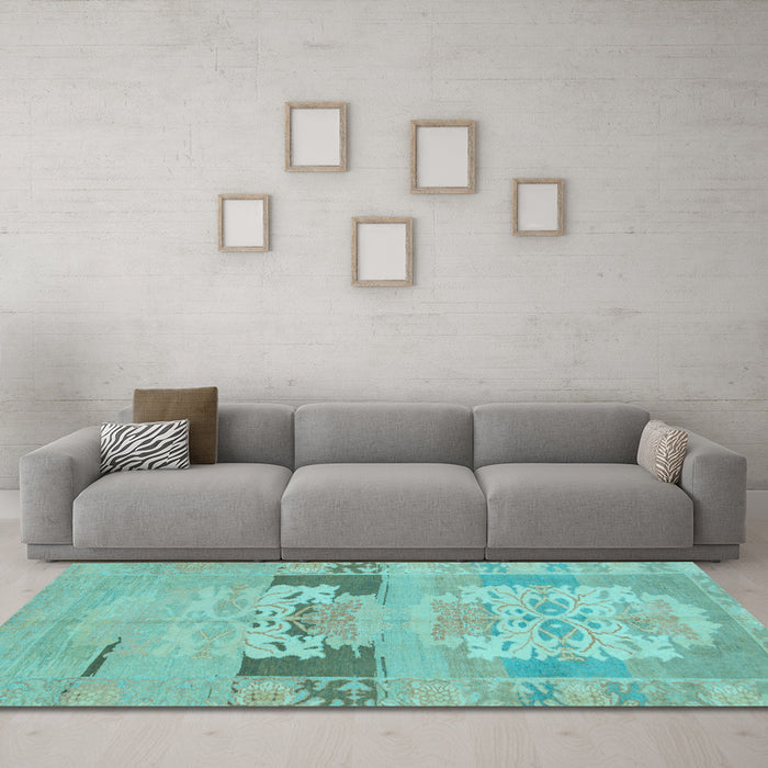 Machine Washable Abstract Light Blue Modern Rug in a Living Room, wshabs1146lblu