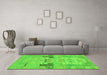 Machine Washable Abstract Green Modern Area Rugs in a Living Room,, wshabs1146grn