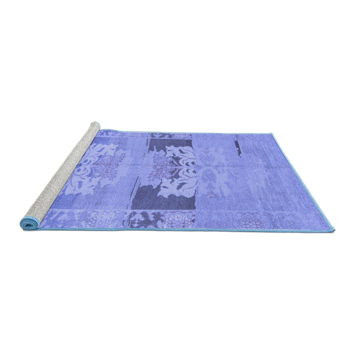 Sideview of Machine Washable Abstract Blue Modern Rug, wshabs1146blu
