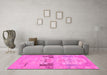 Machine Washable Abstract Pink Modern Rug in a Living Room, wshabs1146pnk