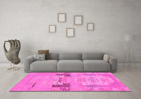 Machine Washable Abstract Pink Modern Rug, wshabs1146pnk