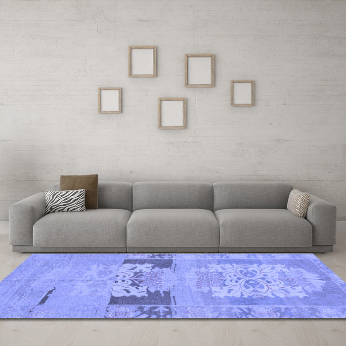 Machine Washable Abstract Blue Modern Rug in a Living Room, wshabs1146blu