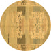 Round Abstract Brown Modern Rug, abs1146brn