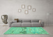 Machine Washable Abstract Turquoise Modern Area Rugs in a Living Room,, wshabs1146turq
