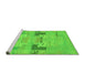 Sideview of Machine Washable Abstract Green Modern Area Rugs, wshabs1146grn