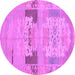 Round Machine Washable Abstract Purple Modern Area Rugs, wshabs1146pur