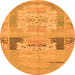 Round Machine Washable Abstract Orange Modern Area Rugs, wshabs1146org