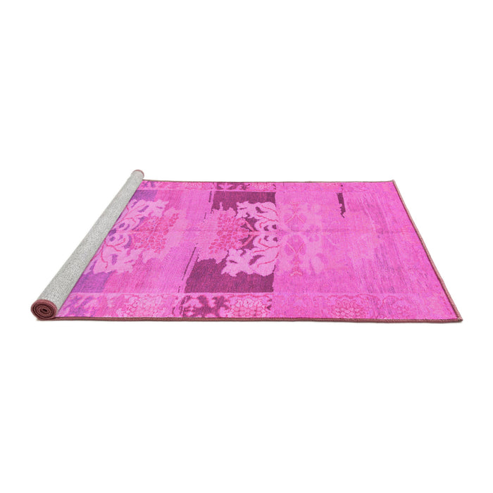 Sideview of Machine Washable Abstract Pink Modern Rug, wshabs1146pnk