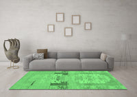 Machine Washable Abstract Emerald Green Modern Rug, wshabs1146emgrn